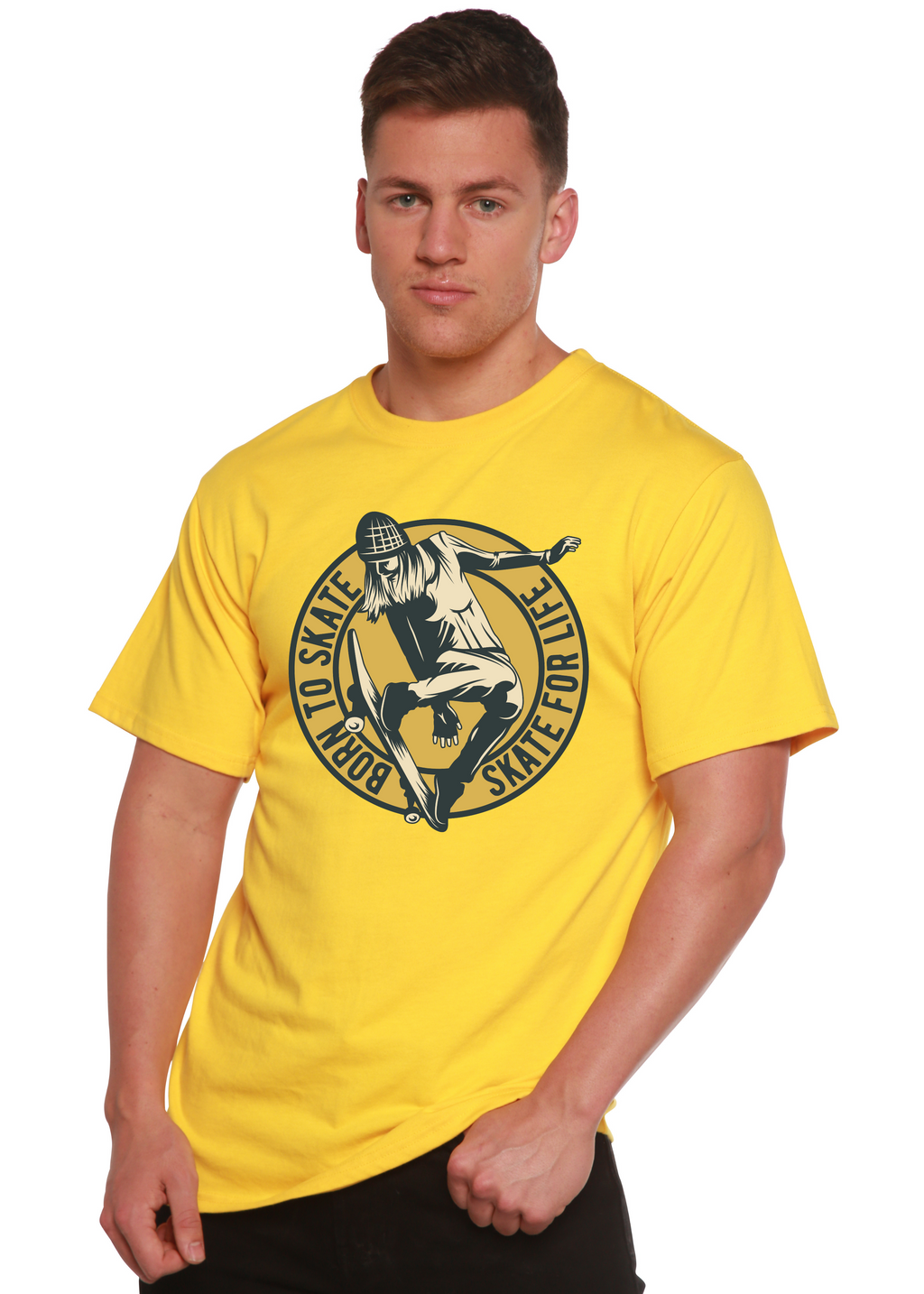 Camiseta gráfica de manga corta Skate For Life para hombre, de viscosa de bambú/algodón orgánico