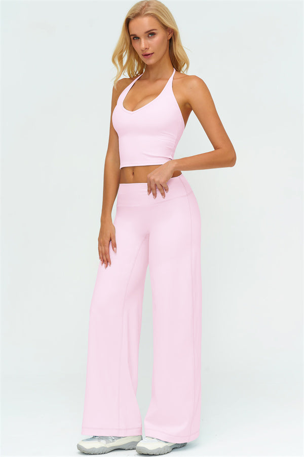 Top Halter Twirl y Pantalones Rectos de 2 Piezas