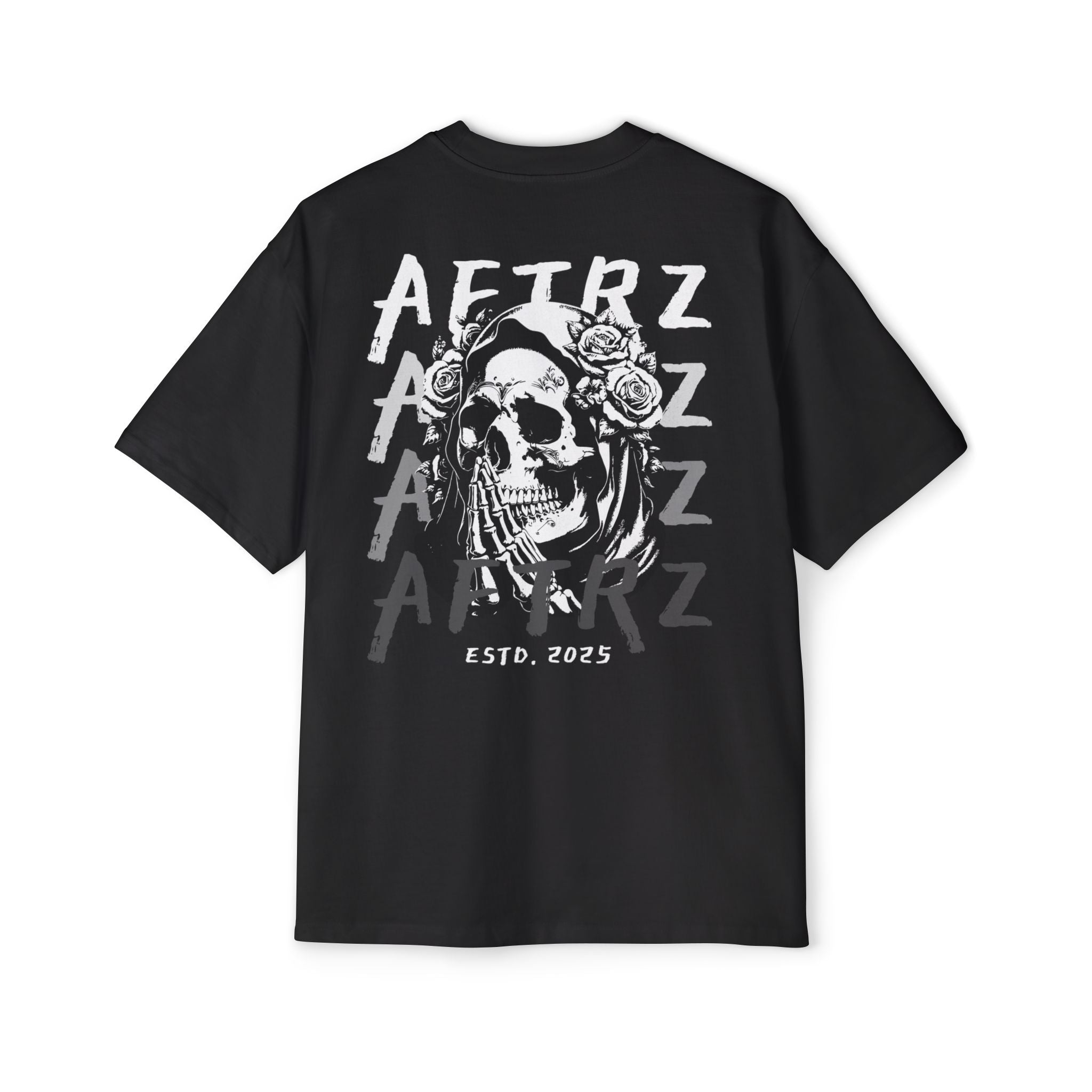 Camiseta de manga corta con hombros caídos y diseño de esqueleto "After Prayer"