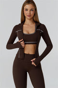 El conjunto de 3 piezas de leggings y sujetador deportivo con cremallera Venus