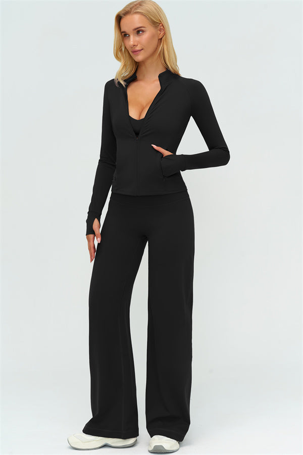 Conjunto de dos piezas de chaqueta Twirl con cremallera y pantalón de pierna recta