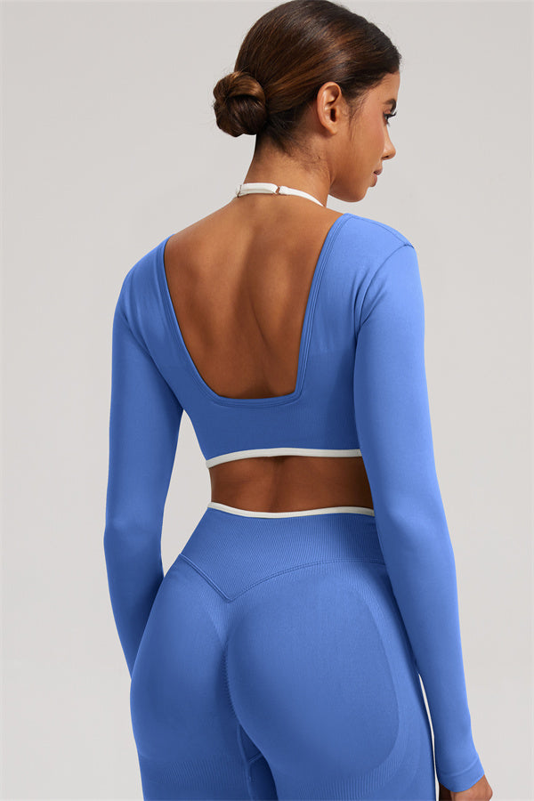 Conjunto de 2 piezas Elevate New: Top corto de manga larga y leggings