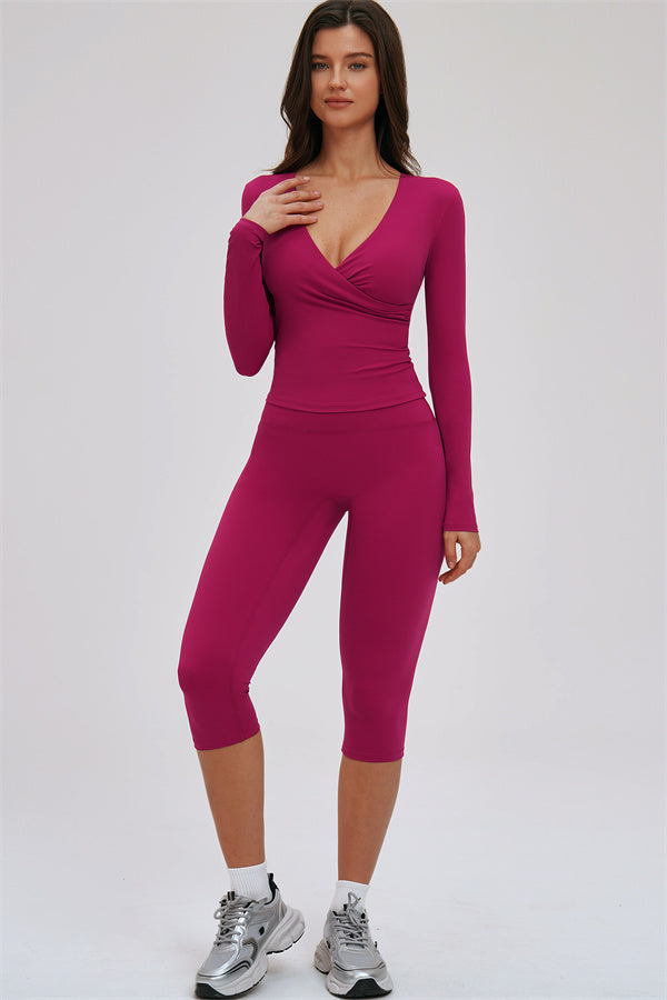 Conjunto de 2 piezas de leggings capri y manga larga Twirl