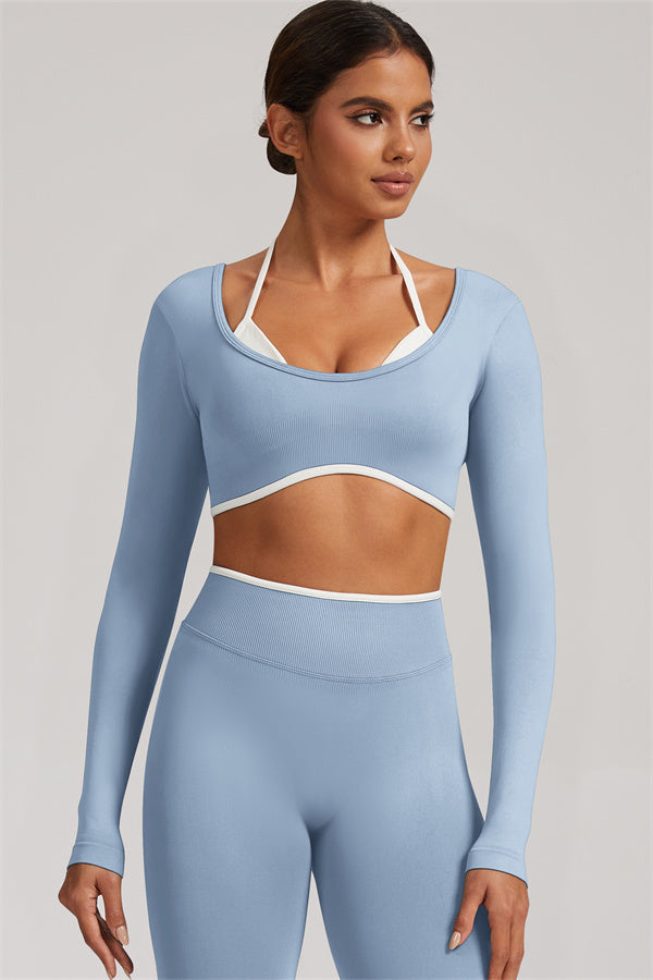 Conjunto de 2 piezas Elevate de leggings y top corto de manga larga