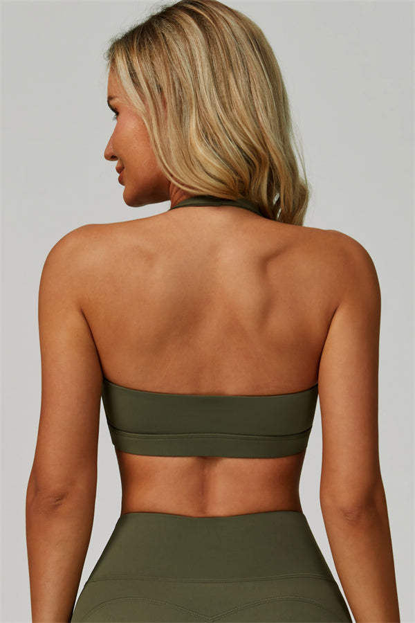 Conjunto de 2 piezas de leggings y sujetador deportivo de cuello halter atrevido