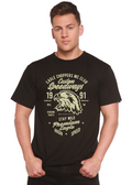 Camiseta de manga corta con gráfico Custom Speedways Premium Eagle de viscosa de bambú y algodón orgánico para hombre