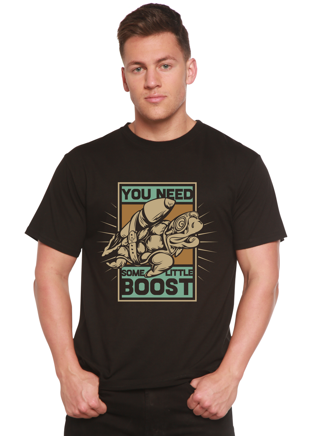 You Need Boost Camiseta Gráfica de Manga Corta para Hombre de Viscosa de Bambú/Algodón Orgánico