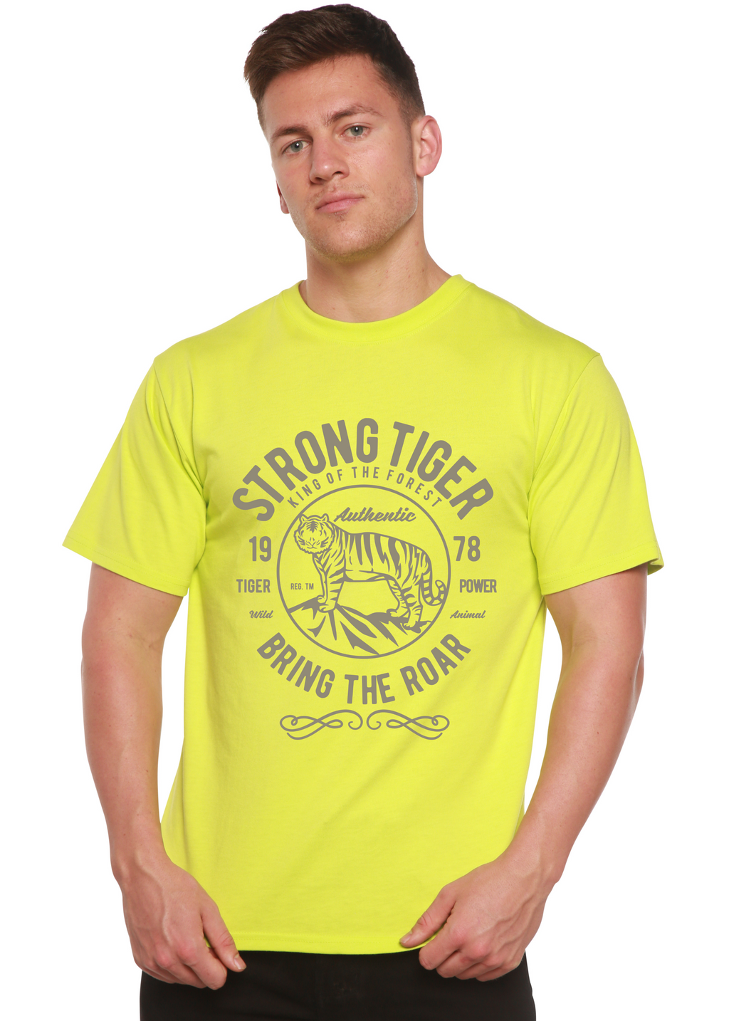 Camiseta gráfica de manga corta de viscosa de bambú y algodón orgánico Strong Tiger Spun Bamboo® para hombre