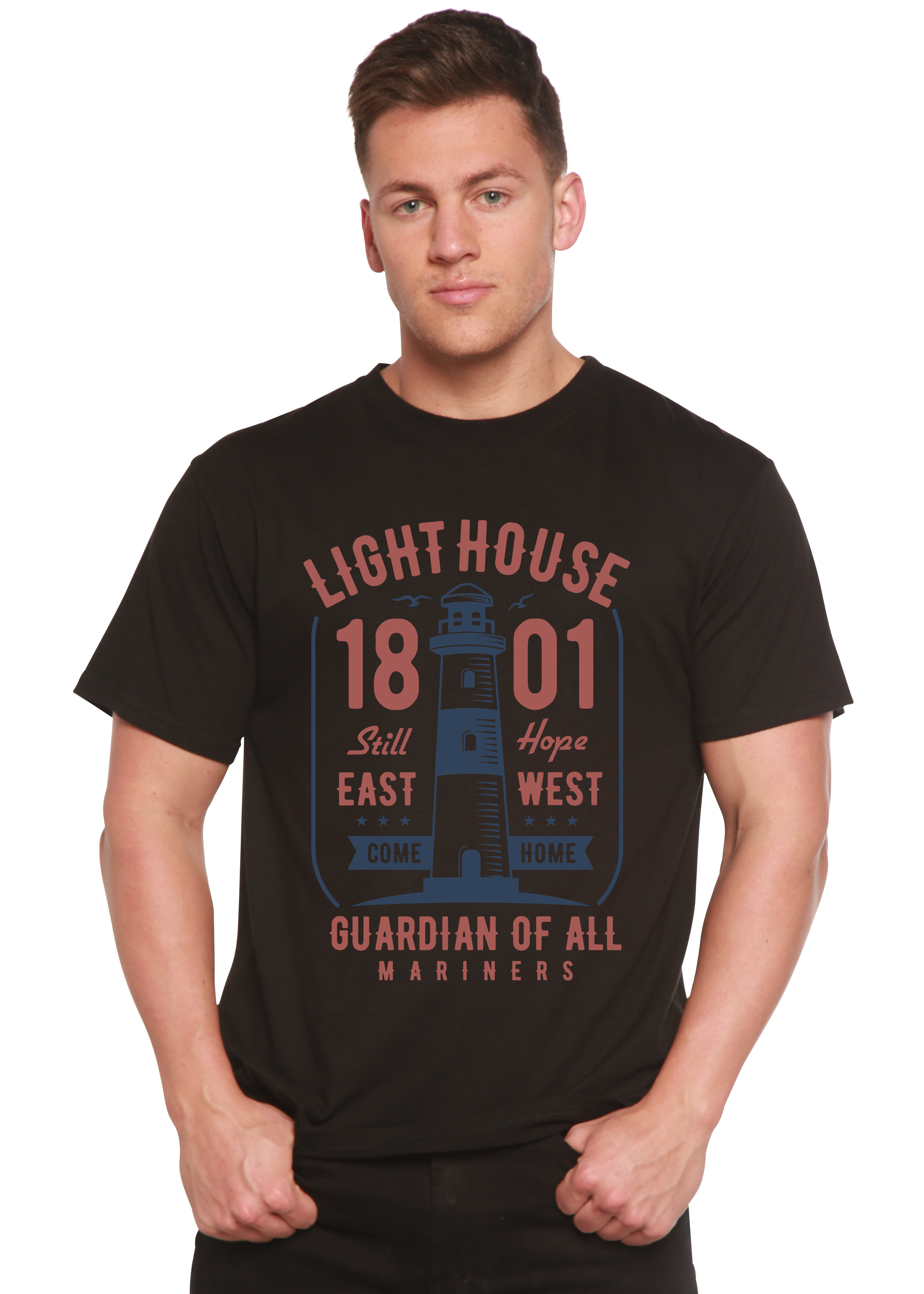 Camiseta gráfica de manga corta Lighthouse para hombre de viscosa de bambú/algodón orgánico