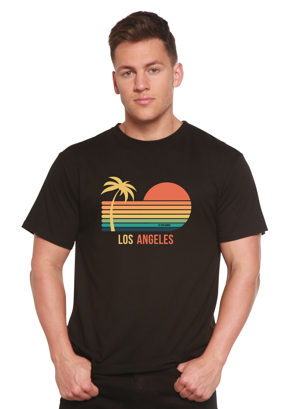 Camiseta gráfica unisex de manga corta Los Angeles de viscosa de bambú/algodón orgánico