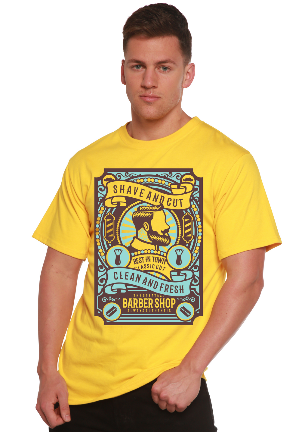 Camiseta gráfica de manga corta Shave and Cut Spun Bamboo® de viscosa de bambú/algodón orgánico para hombre