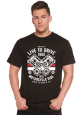 Camiseta Gráfica de Manga Corta de Bambú Viscosa/Algodón Orgánico para Hombre "Live To Ride 1980"