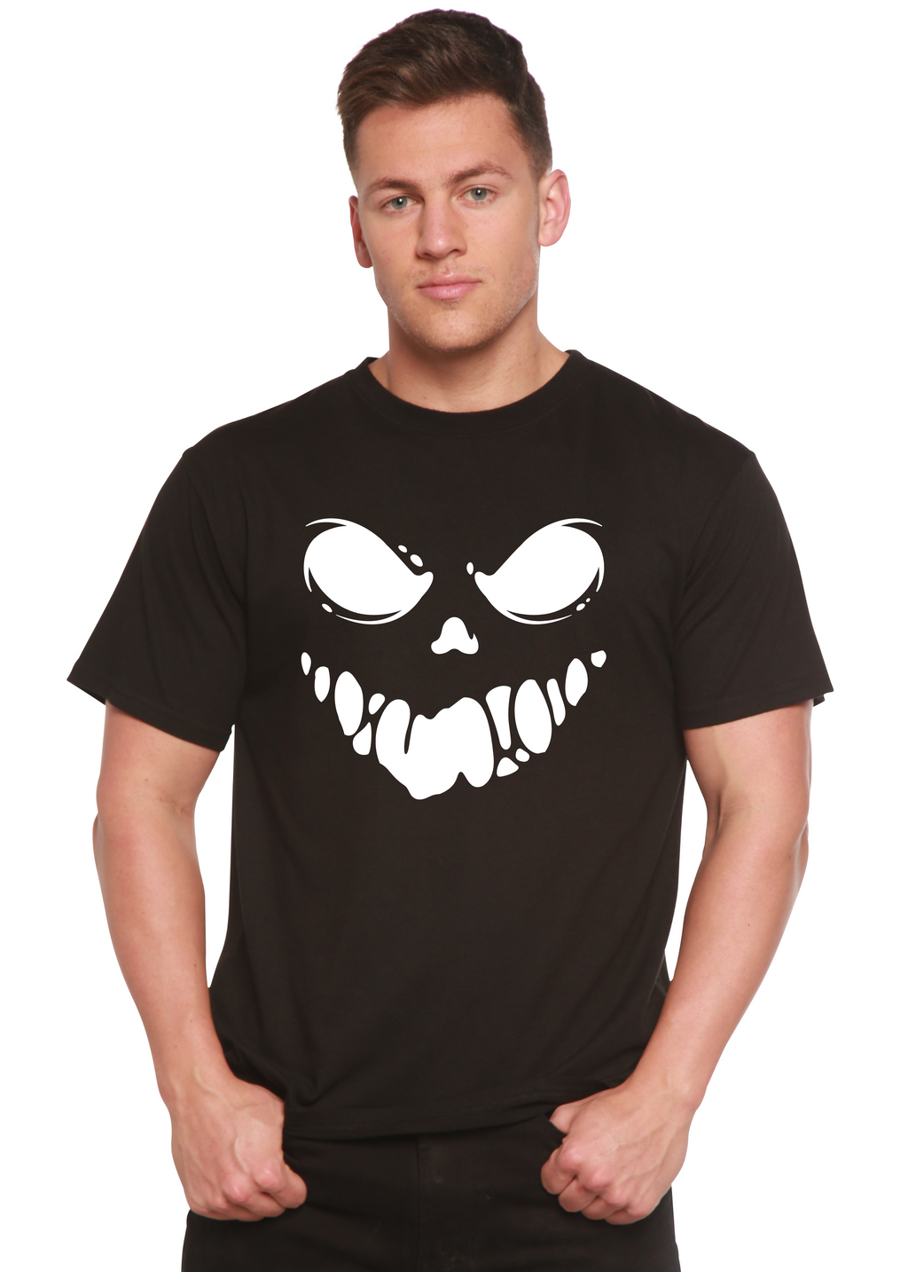 Camiseta gráfica de manga corta de bambú-viscosa/algodón orgánico para hombre "Halloween Boo"