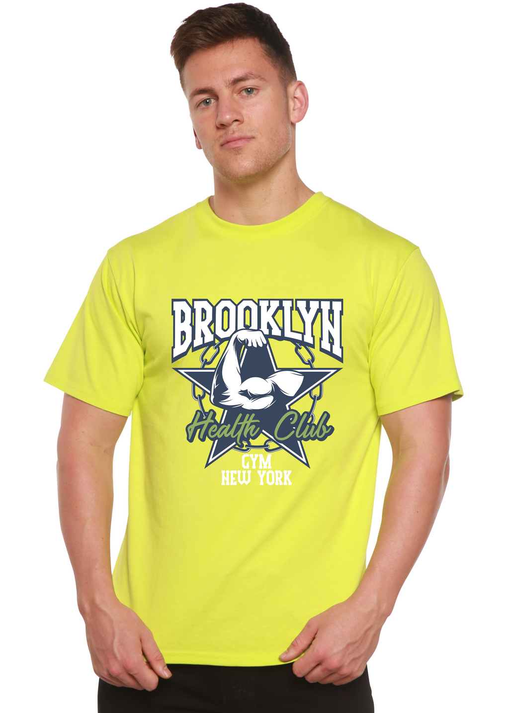 Camiseta gráfica de manga corta de bambú/algodón orgánico Brooklyn Health Club para hombre