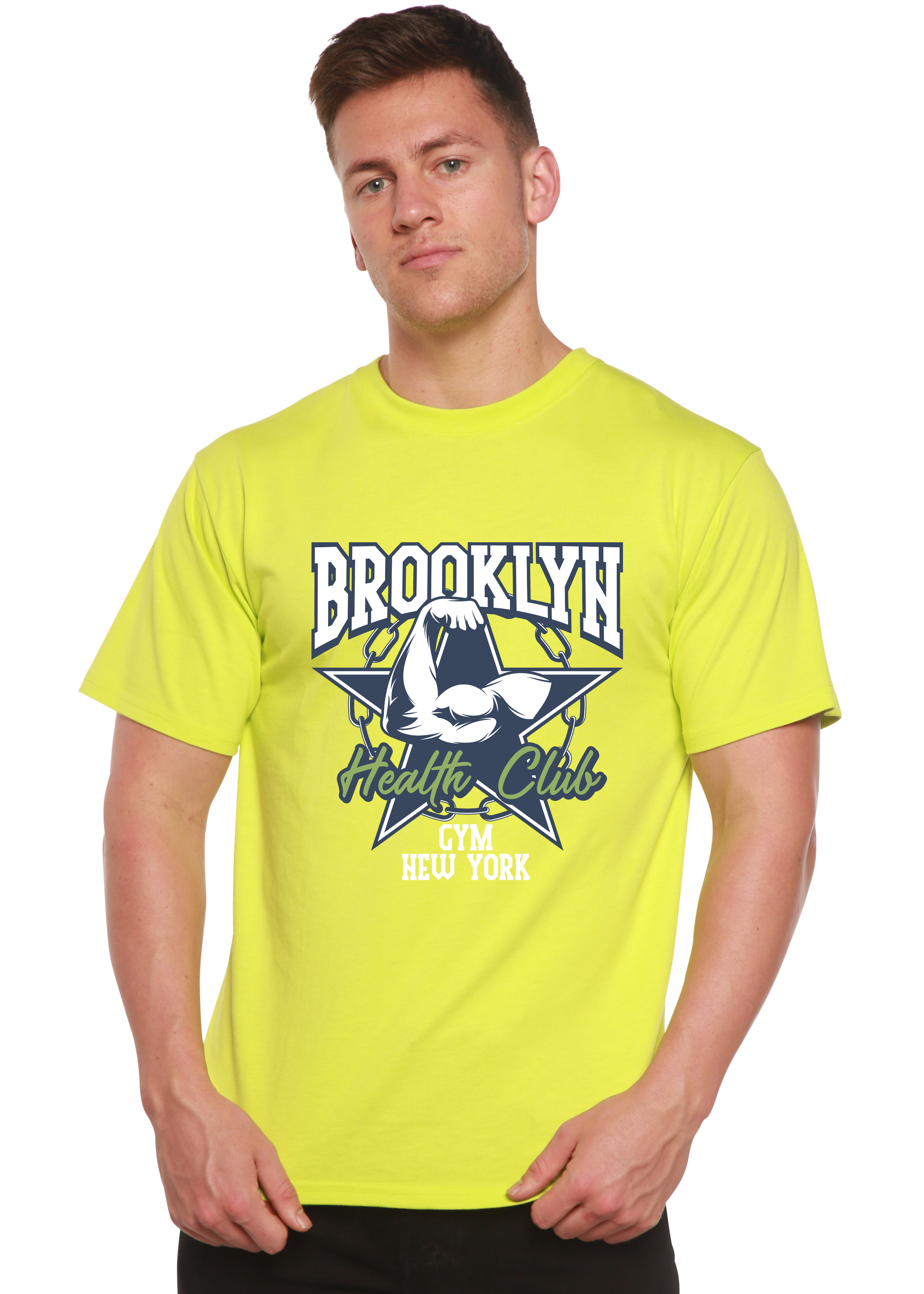Camiseta gráfica de manga corta de bambú/algodón orgánico Brooklyn Health Club para hombre