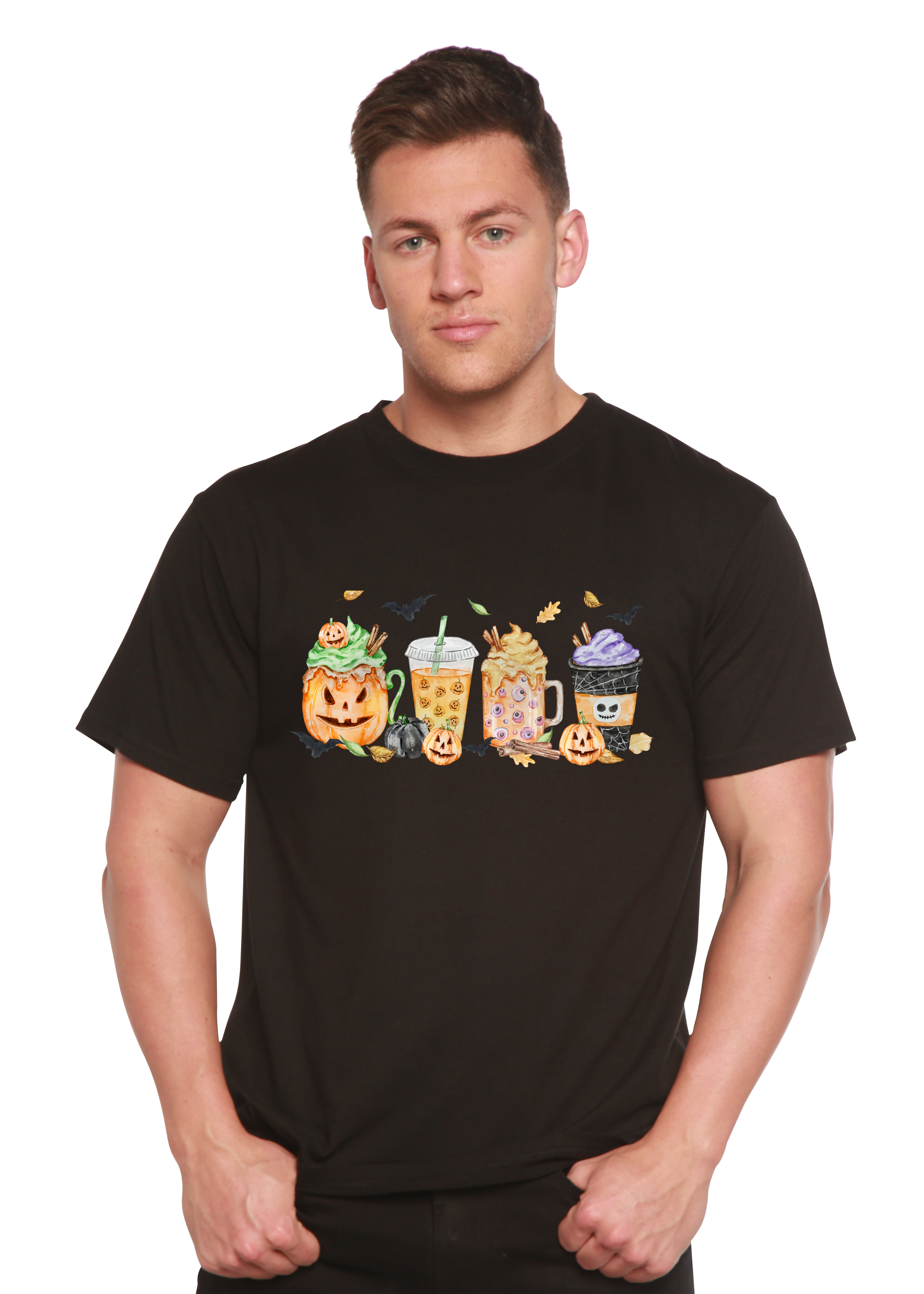 Camiseta gráfica de manga corta de viscosa de bambú/algodón orgánico para hombre - ¡Feliz Halloween!