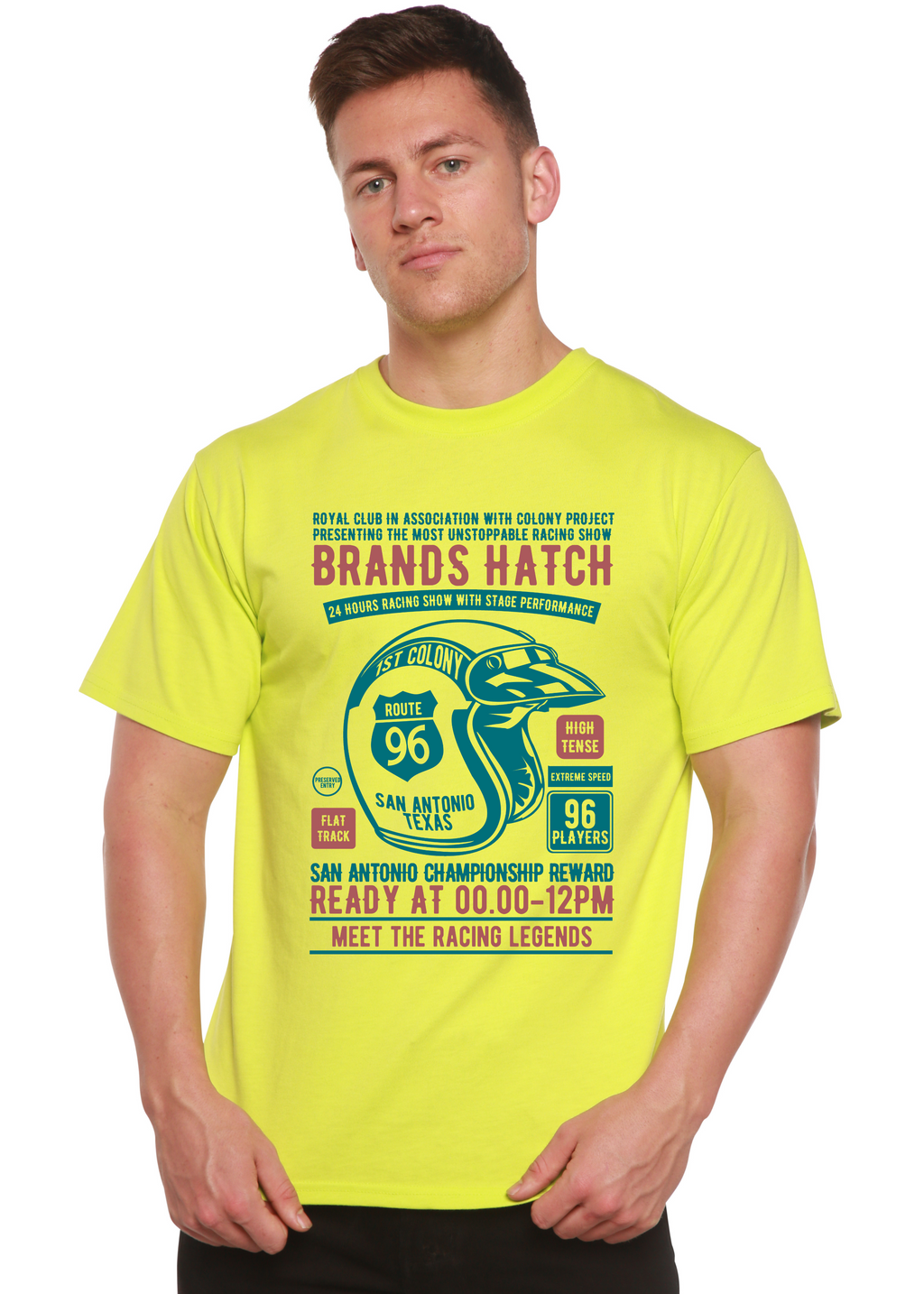 Camiseta gráfica de manga corta de bambú/algodón orgánico para hombre Brands Hatch