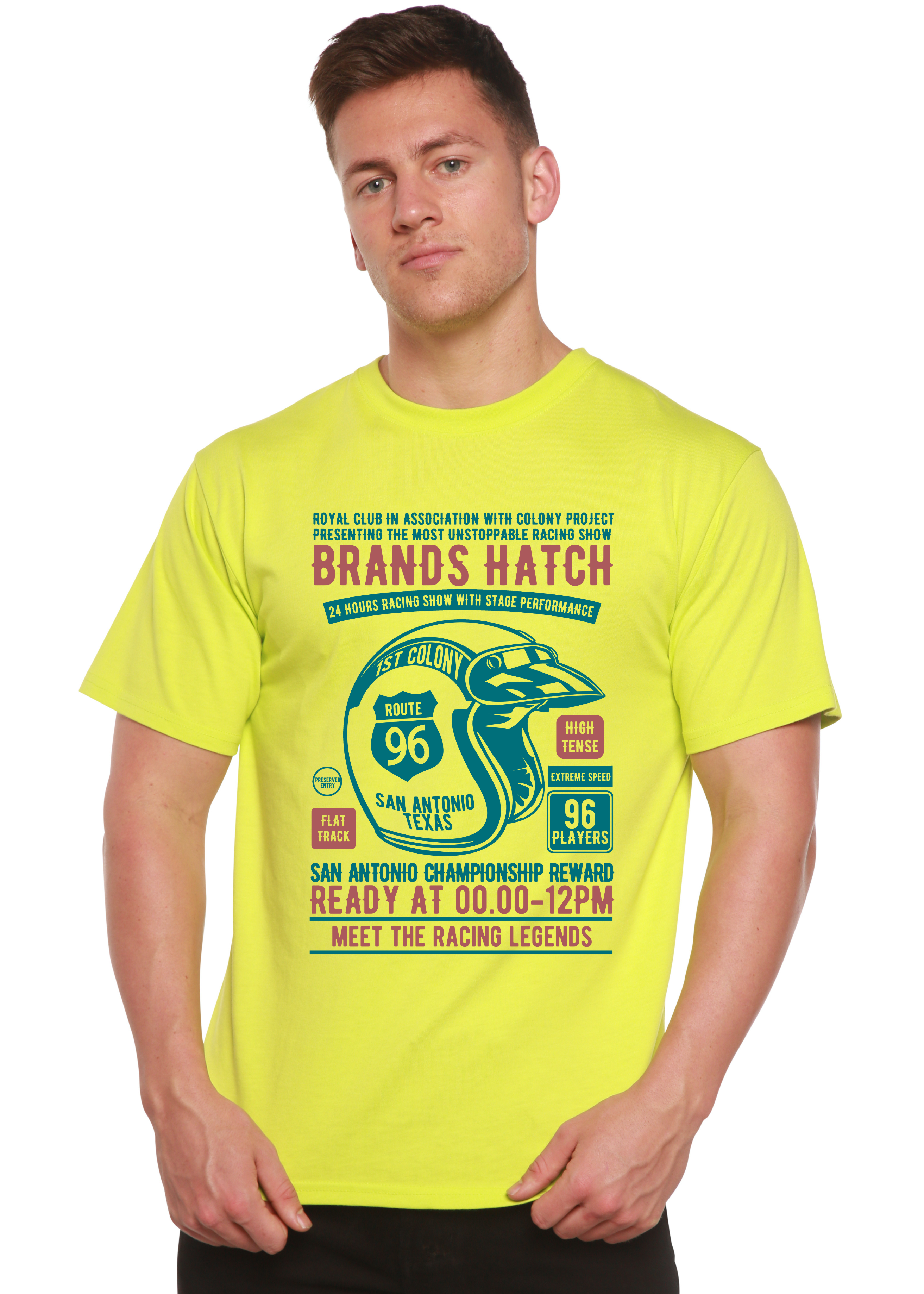 Camiseta gráfica de manga corta de bambú/algodón orgánico para hombre Brands Hatch