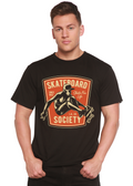Camiseta gráfica de manga corta de viscosa de bambú y algodón orgánico para hombre Skateboard Society