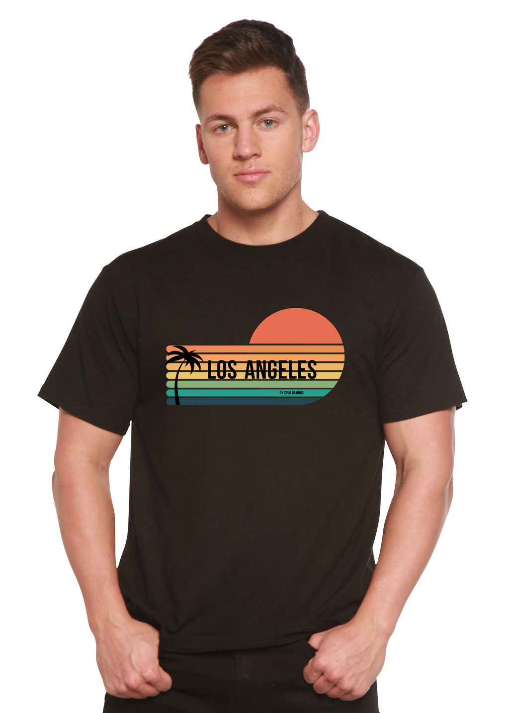 Camiseta gráfica de manga corta unisex de bambú viscosa/algodón orgánico Los Angeles Spun Bamboo
