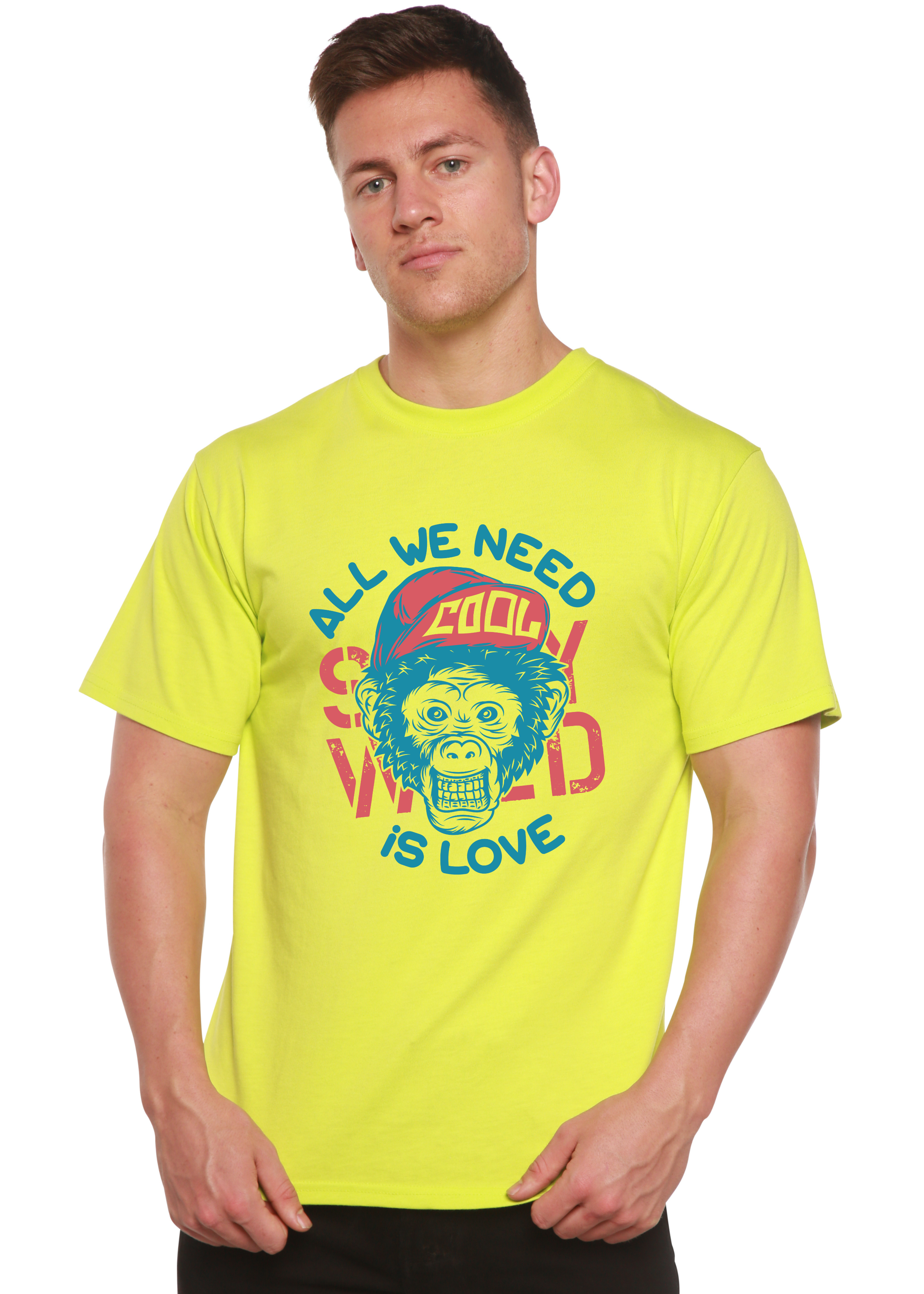 Camiseta Gráfica de Manga Corta para Hombre de Viscosa de Bambú/Algodón Orgánico "All We Need is Love"