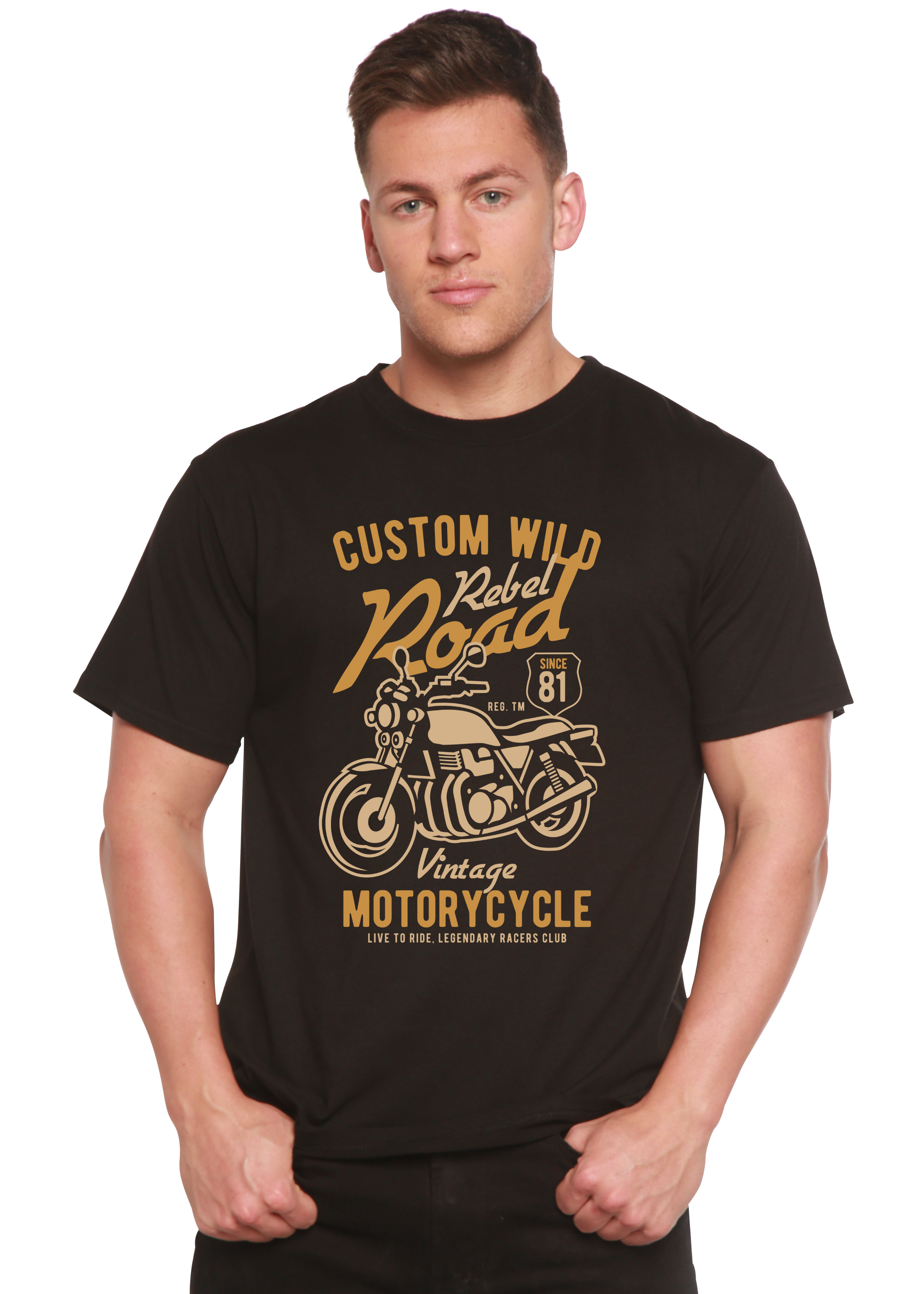 Camiseta gráfica de manga corta de bambú/algodón orgánico Custom Wild para hombre