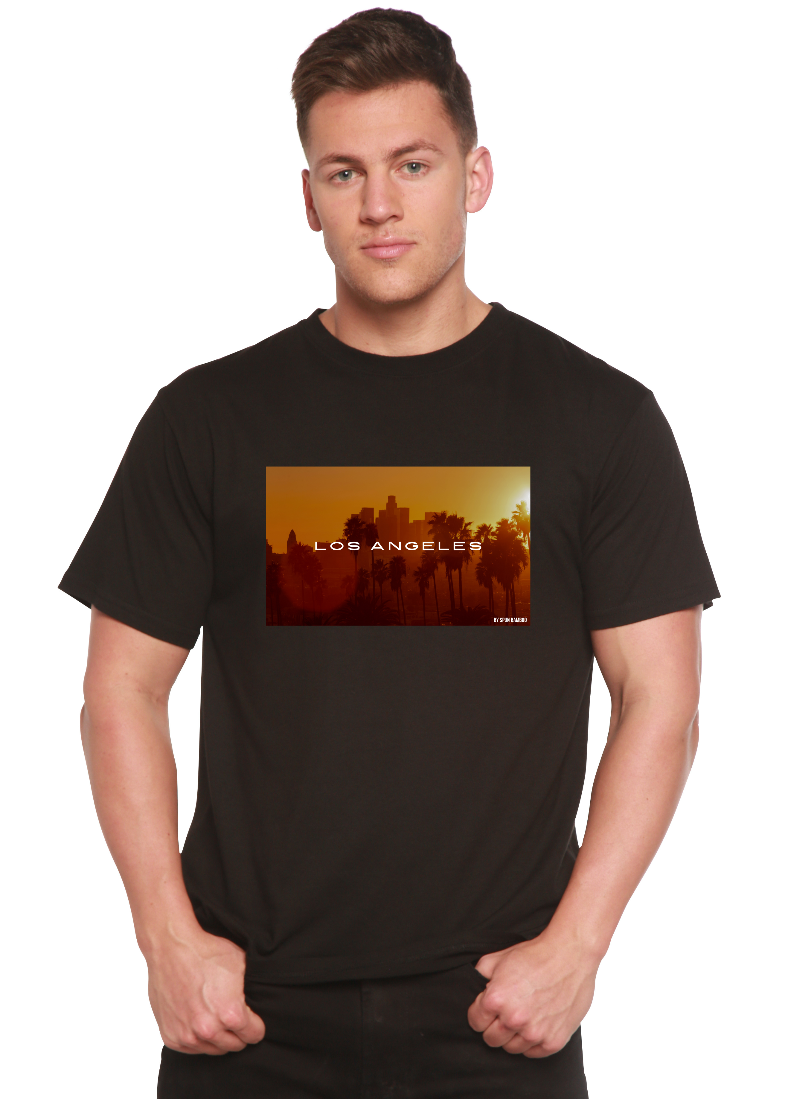 Camiseta gráfica unisex de manga corta Los Angeles de viscosa de bambú/algodón orgánico