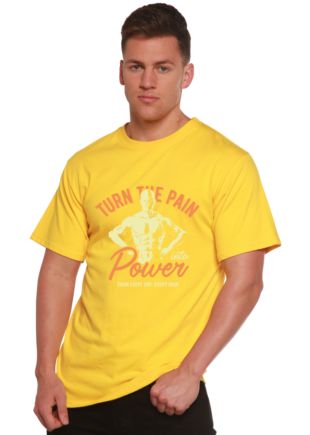 Camiseta gráfica de manga corta de bambú/algodón orgánico para hombre "Turn The Pain"