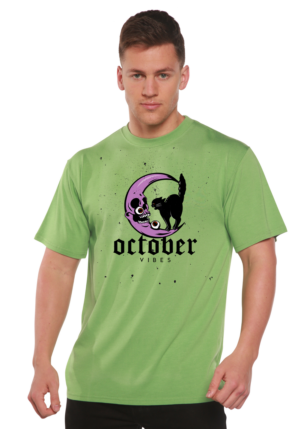 Camiseta gráfica de manga corta para hombre "October Vibes" de bambú-viscosa/algodón orgánico