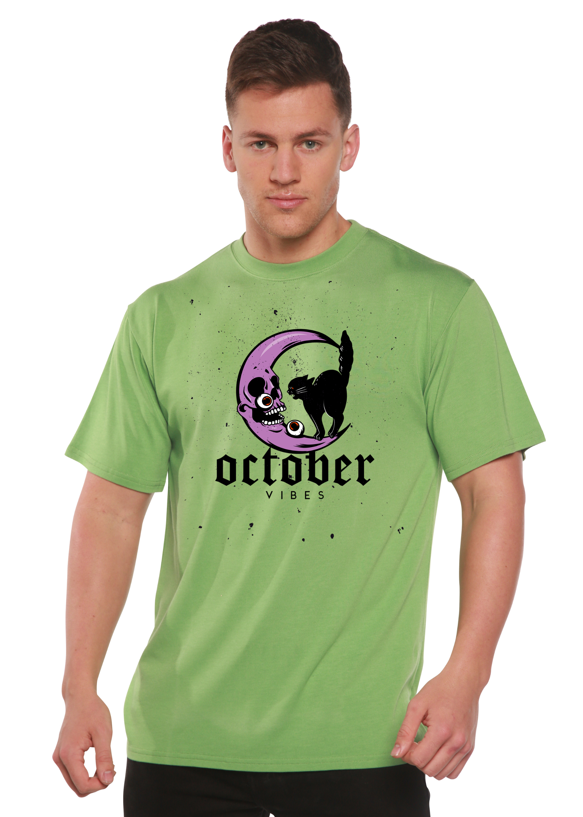 Camiseta gráfica de manga corta para hombre "October Vibes" de bambú-viscosa/algodón orgánico