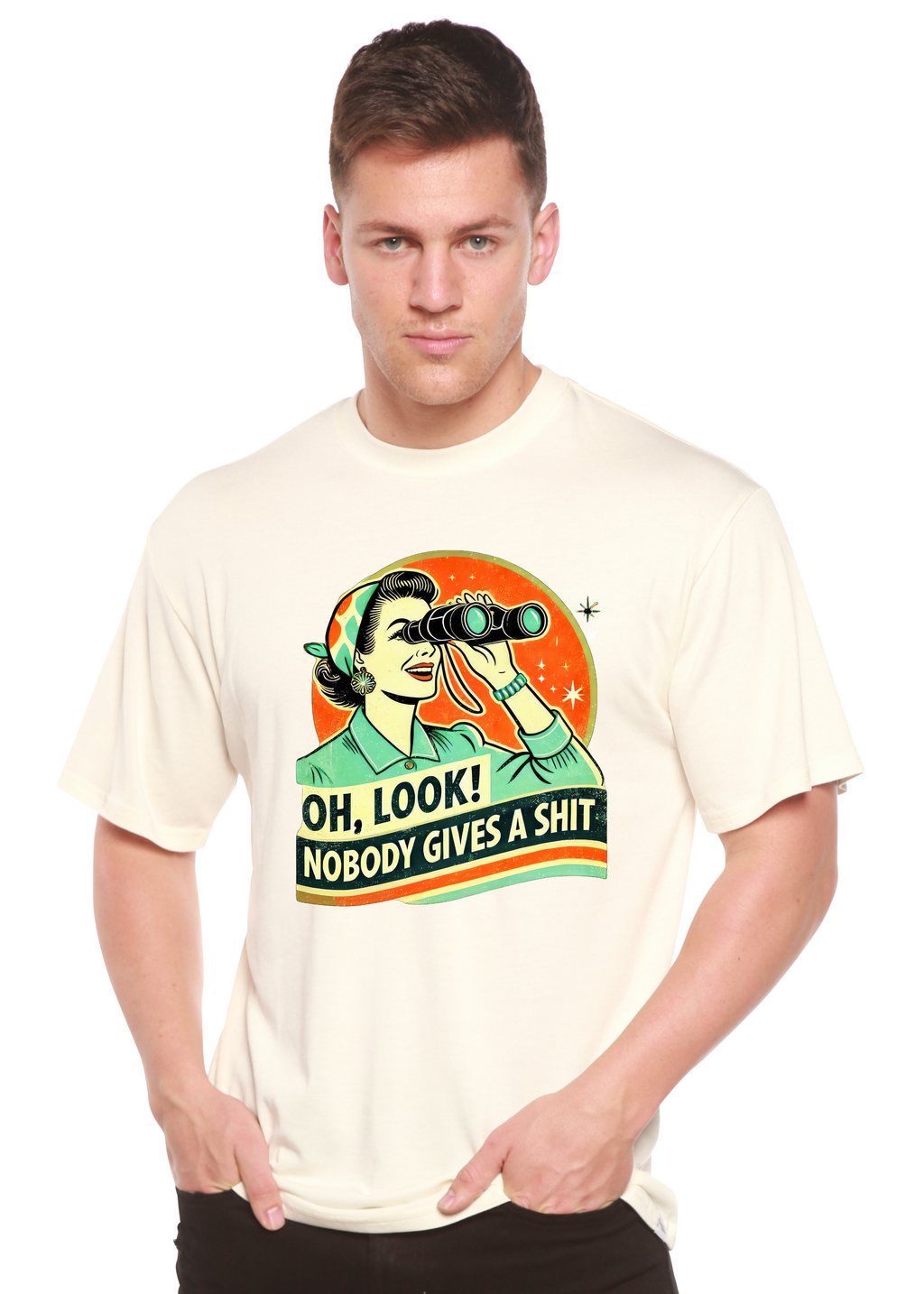 Camiseta gráfica unisex divertida Retro Mujer de bambú/algodón