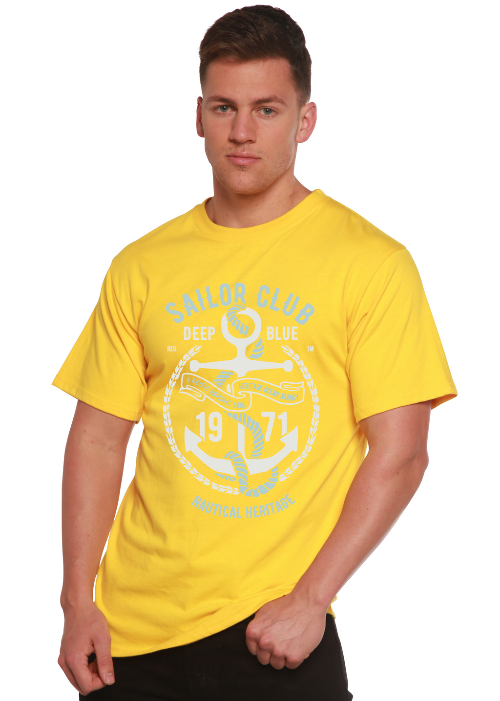 Camiseta Gráfica de Manga Corta de Bambú Viscosa/Algodón Orgánico Spun Bamboo® para Hombre de Sailor Club