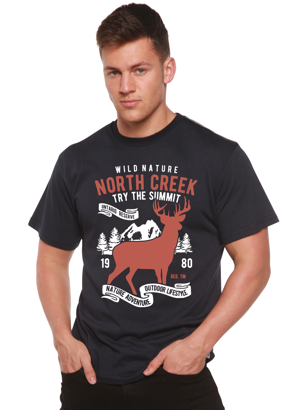 Camiseta gráfica de manga corta de bambú/algodón orgánico Spun Bamboo® de North Creek para hombre