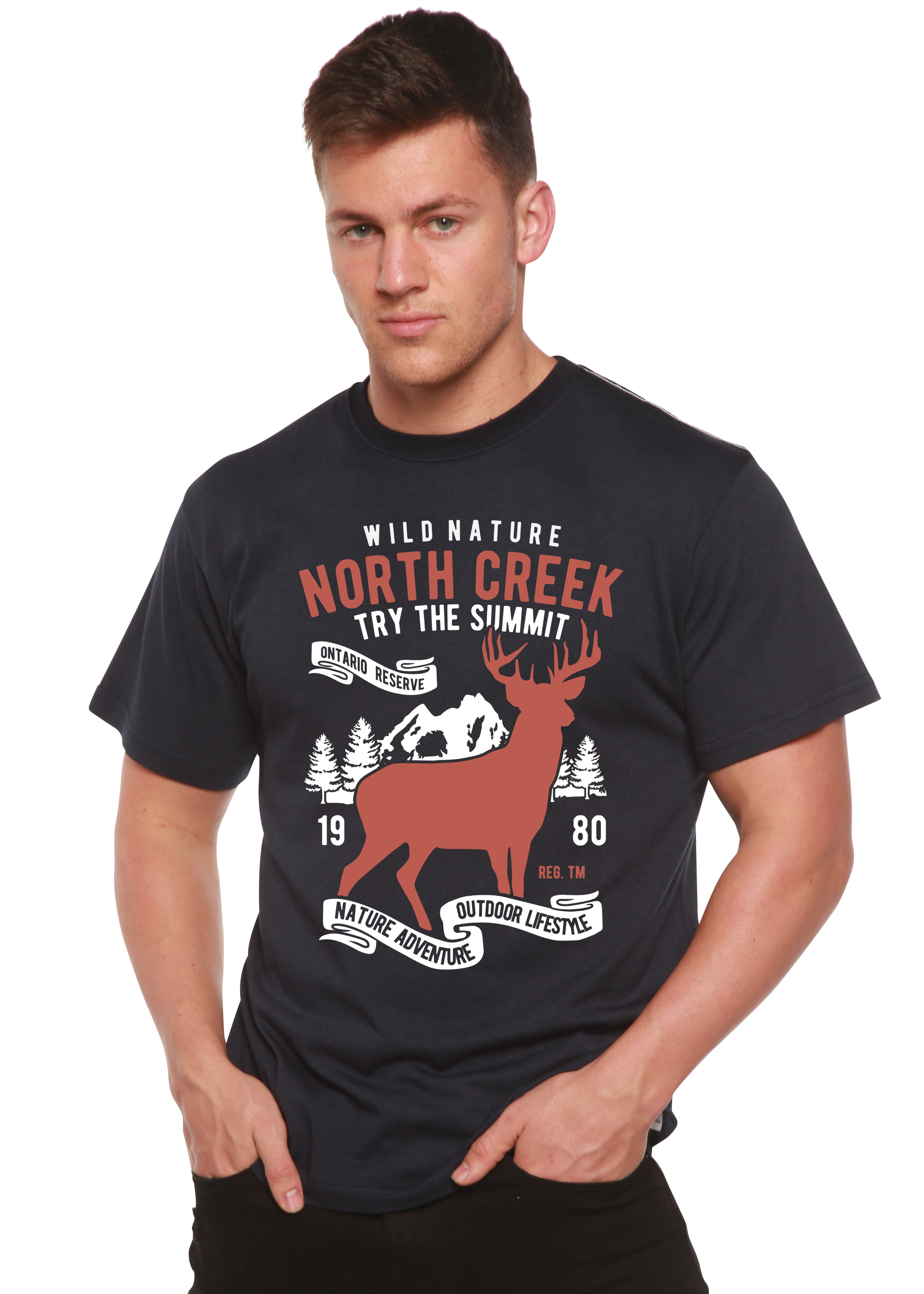 Camiseta gráfica de manga corta de bambú/algodón orgánico Spun Bamboo® de North Creek para hombre