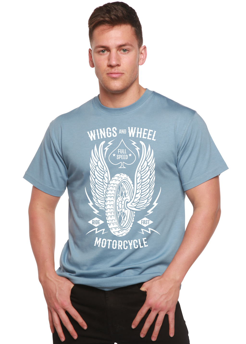 Camiseta gráfica de manga corta para hombre Wings And Wheel Spun Bamboo® de bambú viscosa/algodón orgánico