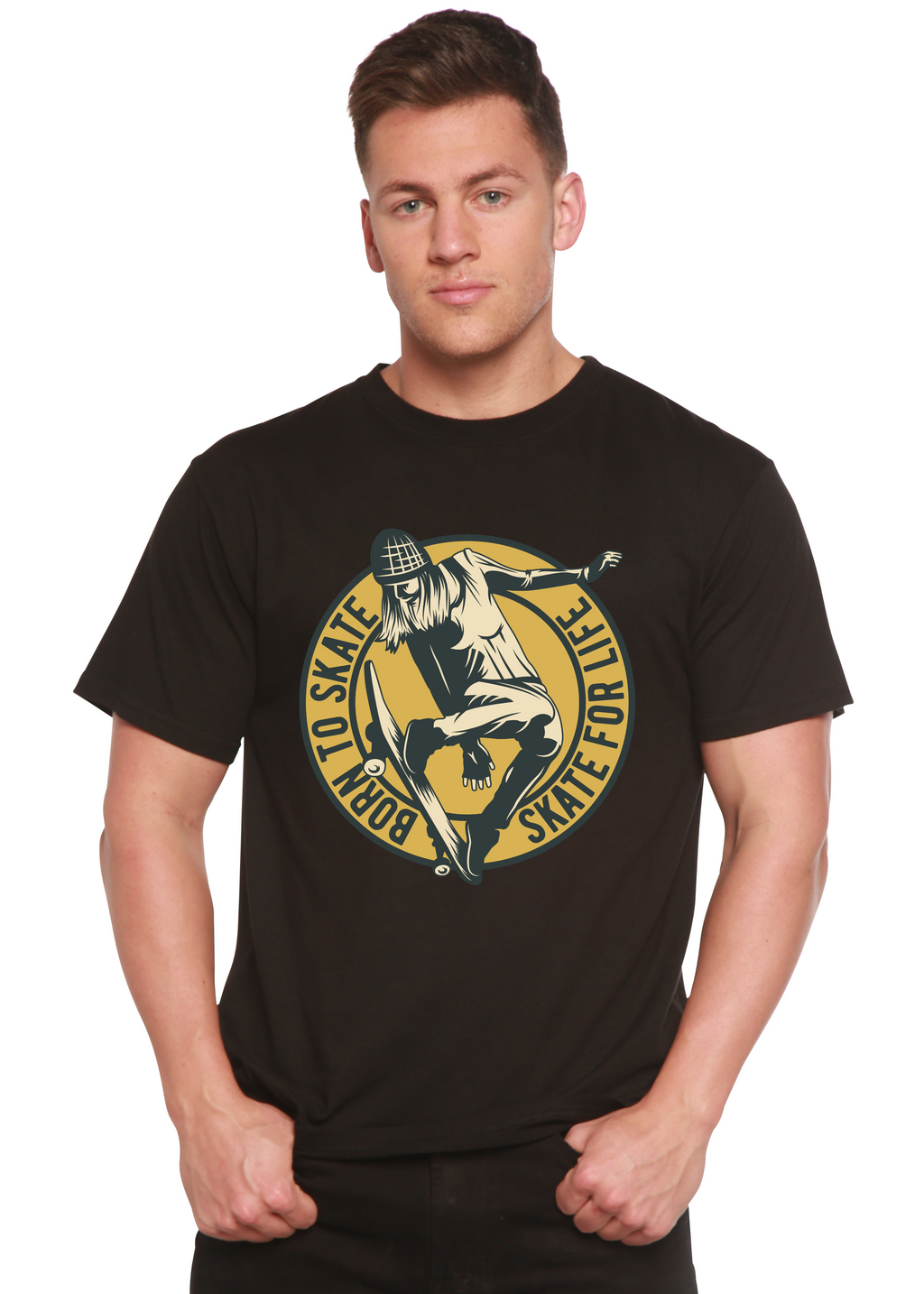 Camiseta gráfica de manga corta Skate For Life para hombre, de viscosa de bambú/algodón orgánico