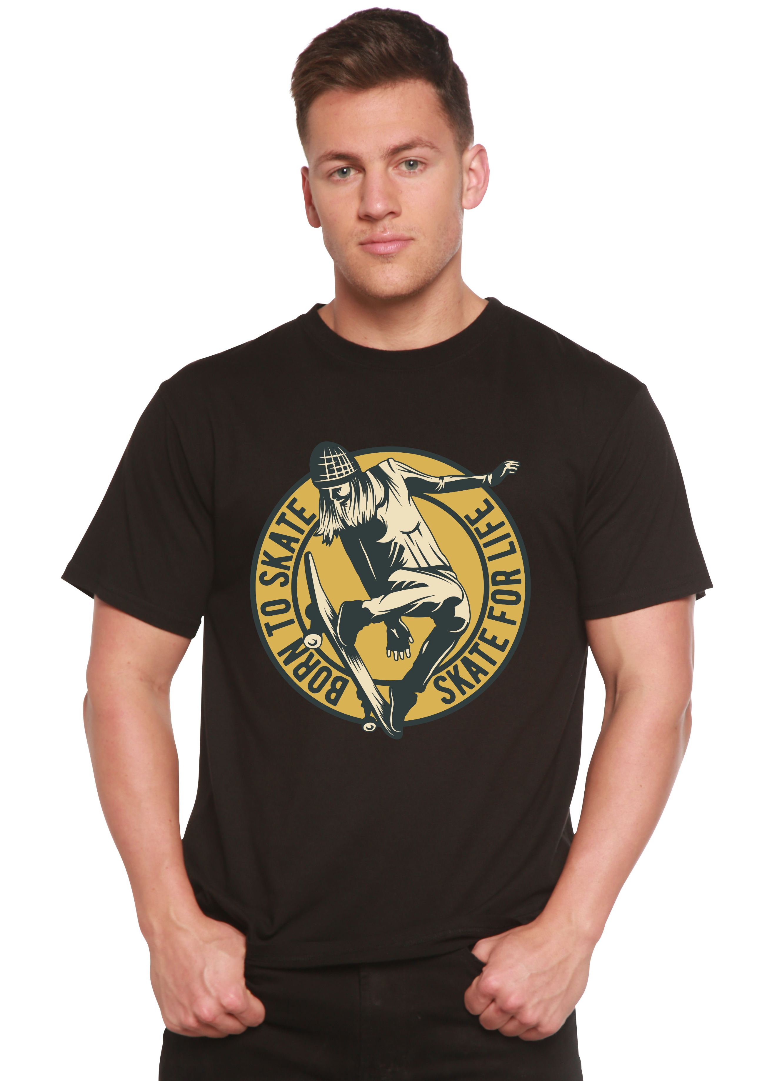 Camiseta gráfica de manga corta Skate For Life para hombre, de viscosa de bambú/algodón orgánico