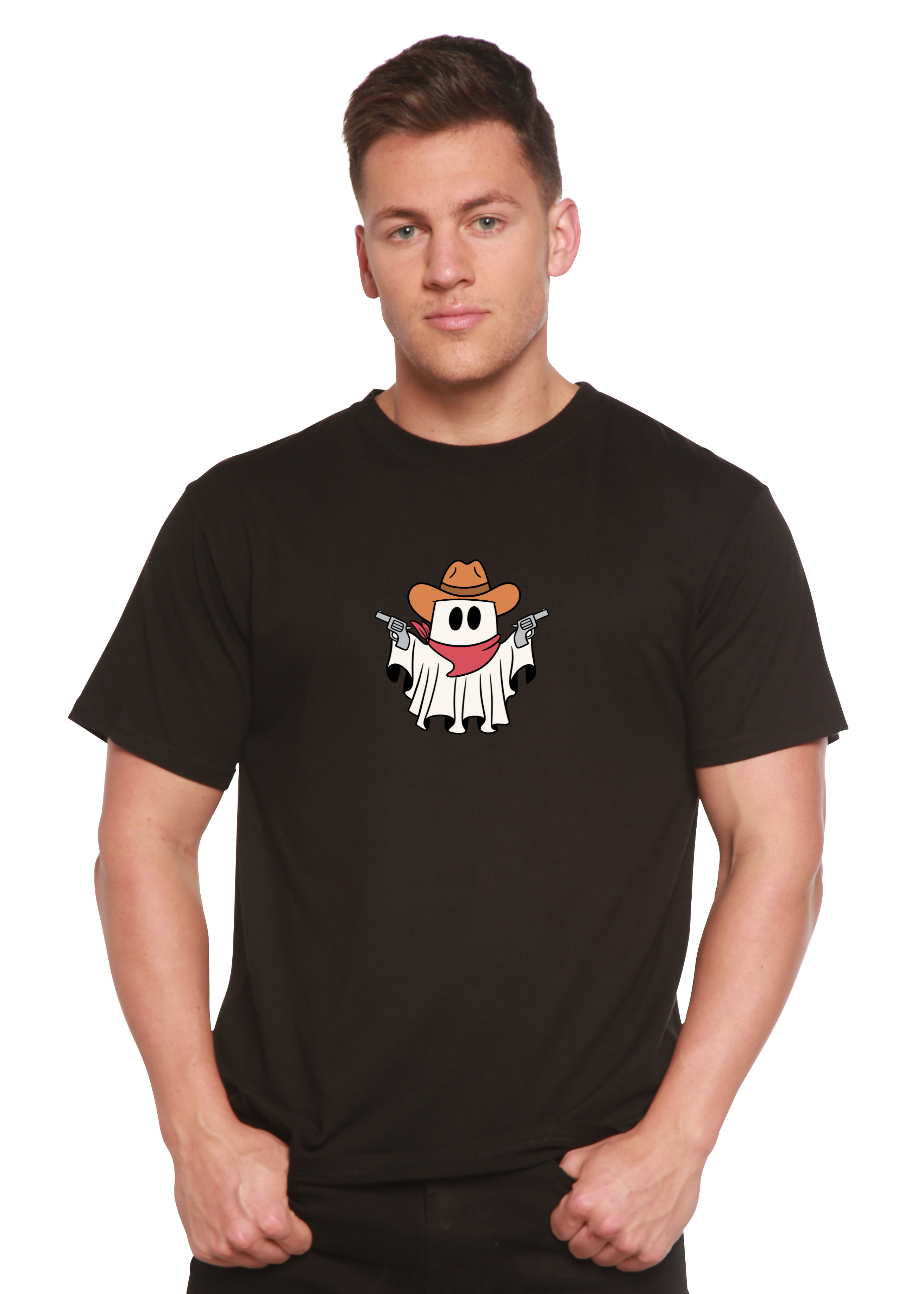 Camiseta gráfica de manga corta de viscosa de bambú y algodón orgánico unisex Cowboy Ghost