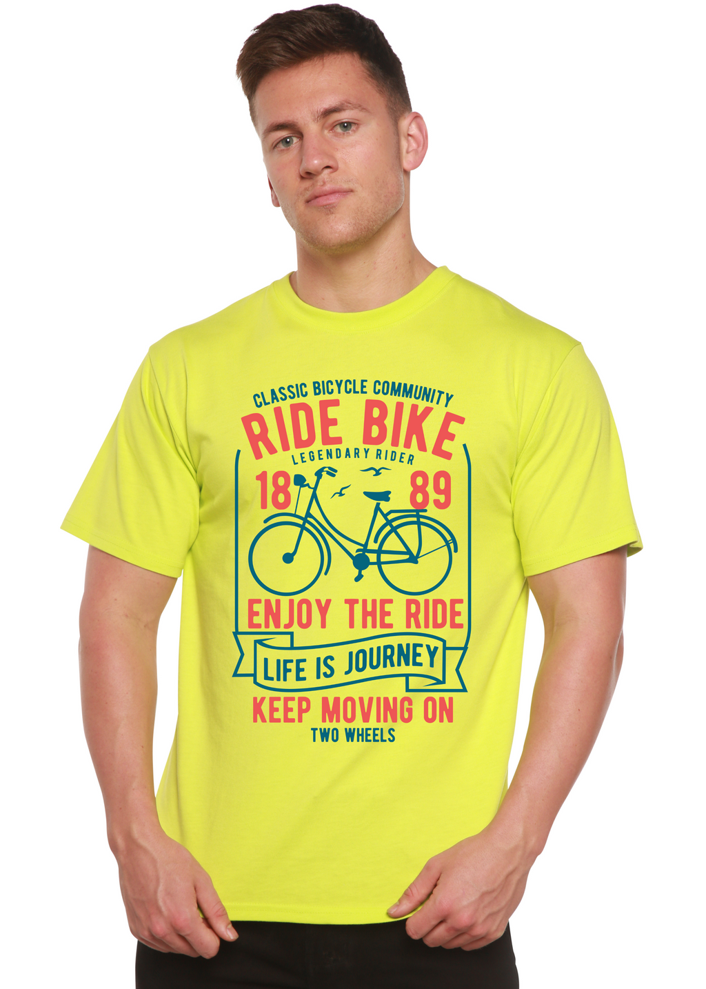 Camiseta gráfica de manga corta Ride Bike Spun Bamboo® de viscosa de bambú y algodón orgánico para hombre