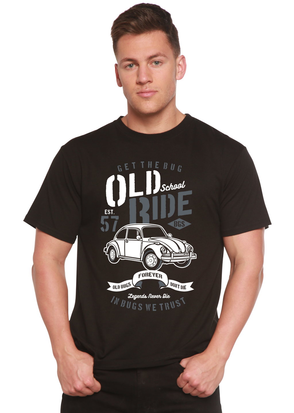 Camiseta gráfica de manga corta para hombre Old School Ride Spun Bamboo® de viscosa de bambú/algodón orgánico
