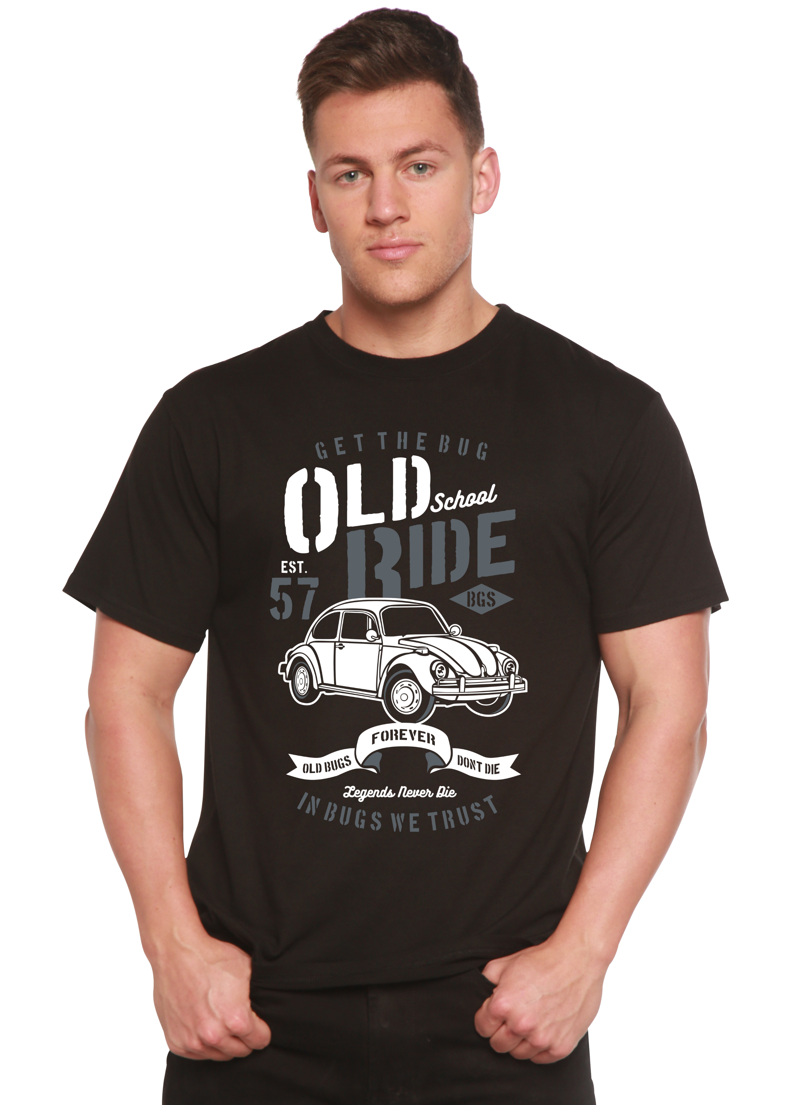 Camiseta gráfica de manga corta para hombre Old School Ride Spun Bamboo® de viscosa de bambú/algodón orgánico