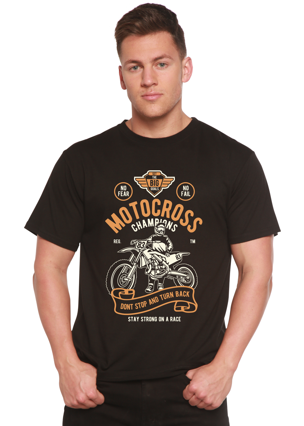 Camiseta gráfica de manga corta de bambú/algodón orgánico para hombre Motocross Champions