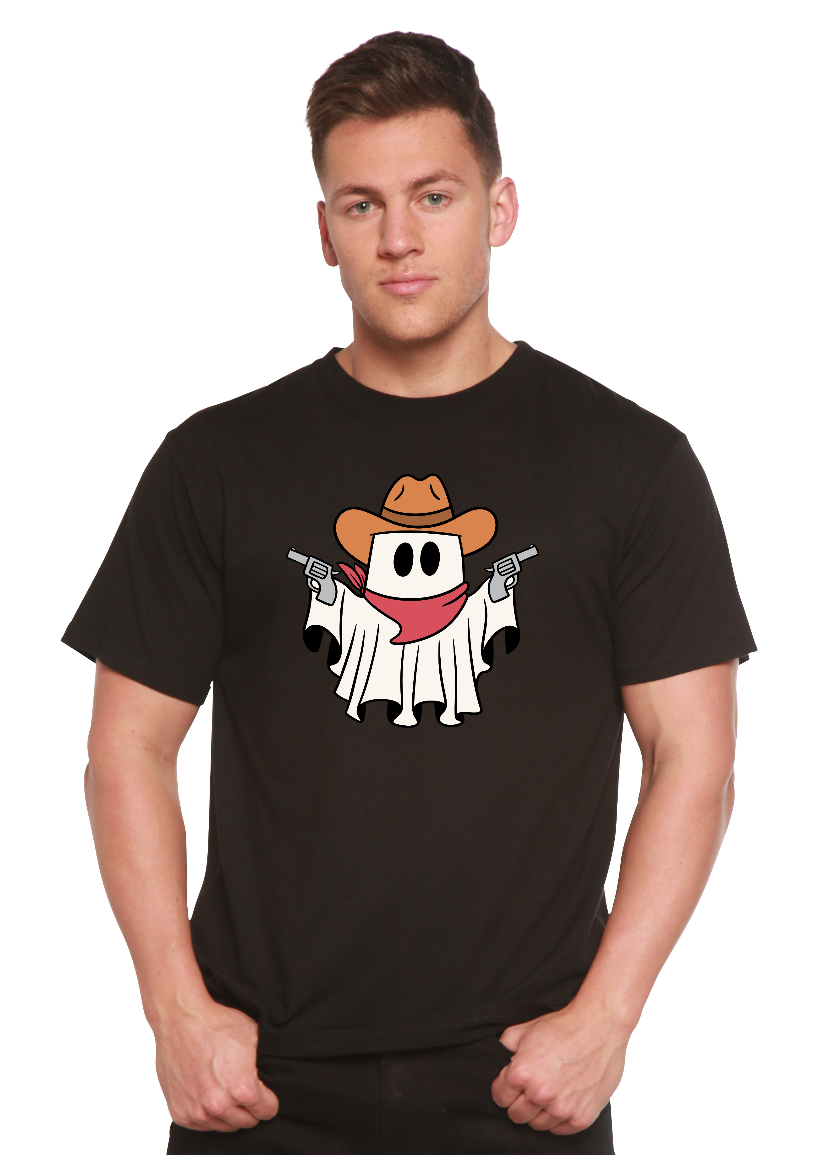 Camiseta gráfica de manga corta de viscosa de bambú y algodón orgánico unisex Cowboy Ghost