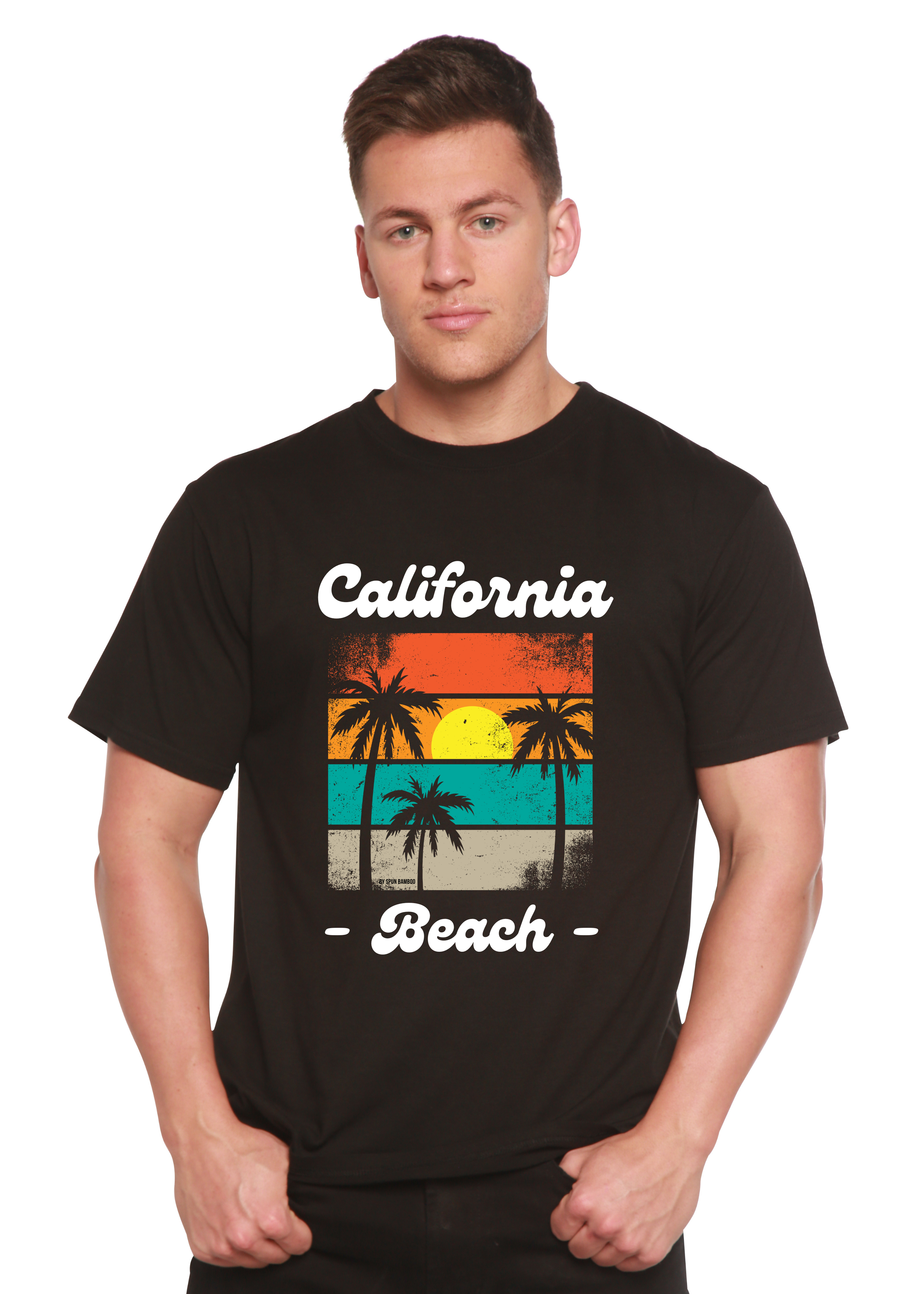 Camiseta gráfica de manga corta de viscosa de bambú y algodón orgánico California Beach unisex