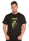 Camiseta gráfica de manga corta de bambú/algodón orgánico con monstruo verde de Halloween unisex