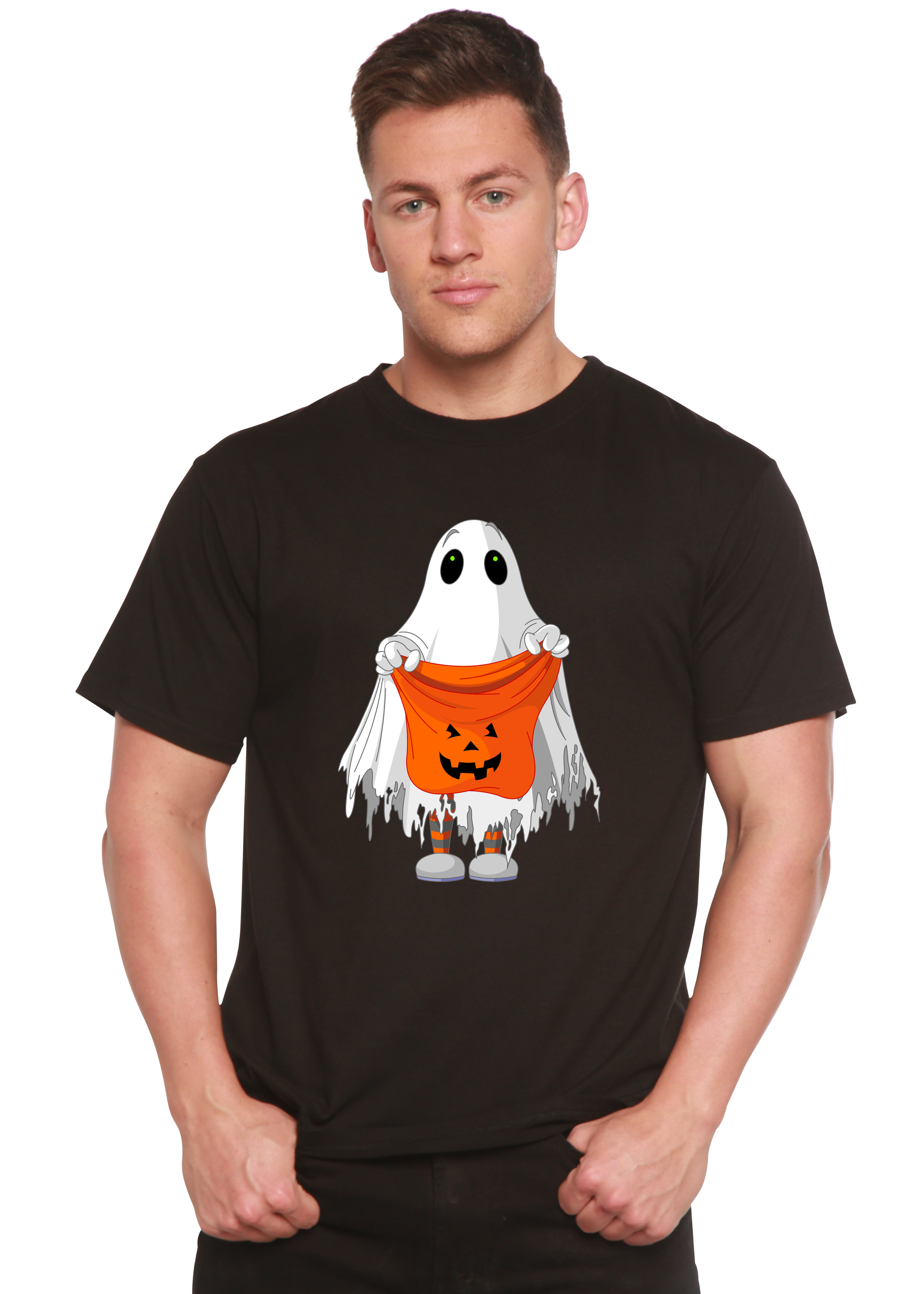 Camiseta Gráfica de Manga Corta para Hombre "Boo Halloween" de Viscosa de Bambú/Algodón Orgánico