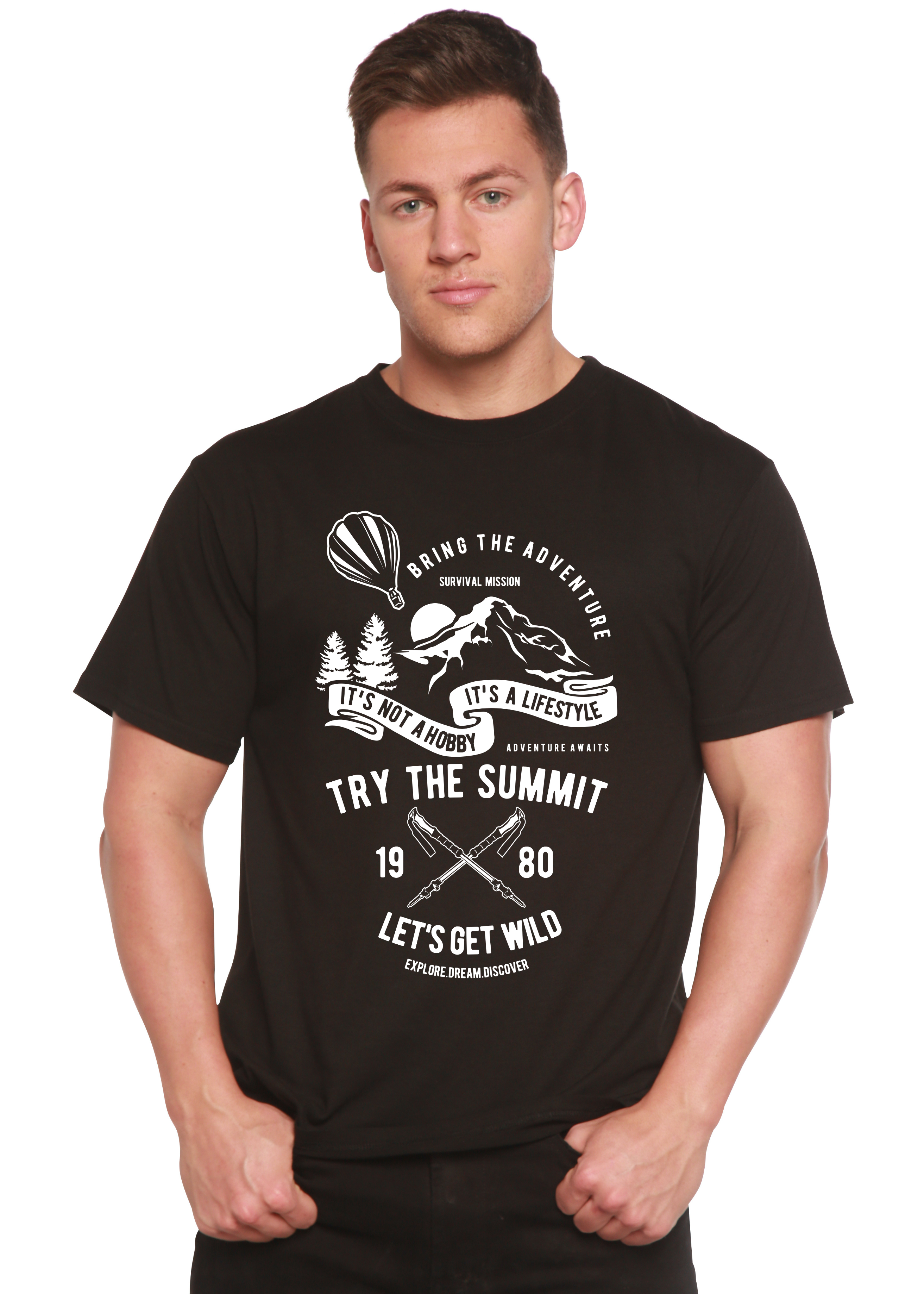 Prueba la camiseta gráfica de manga corta de bambú/algodón orgánico Summit Spun Bamboo® para hombre