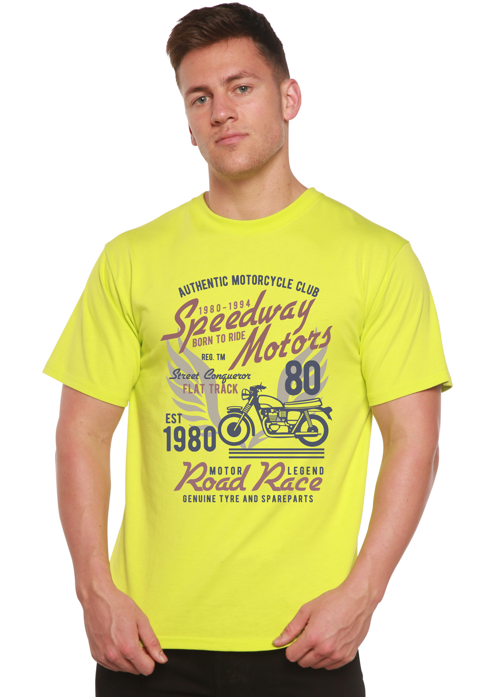 Camiseta gráfica de manga corta de viscosa de bambú/algodón orgánico para hombre Speedway Motor Spun Bamboo®