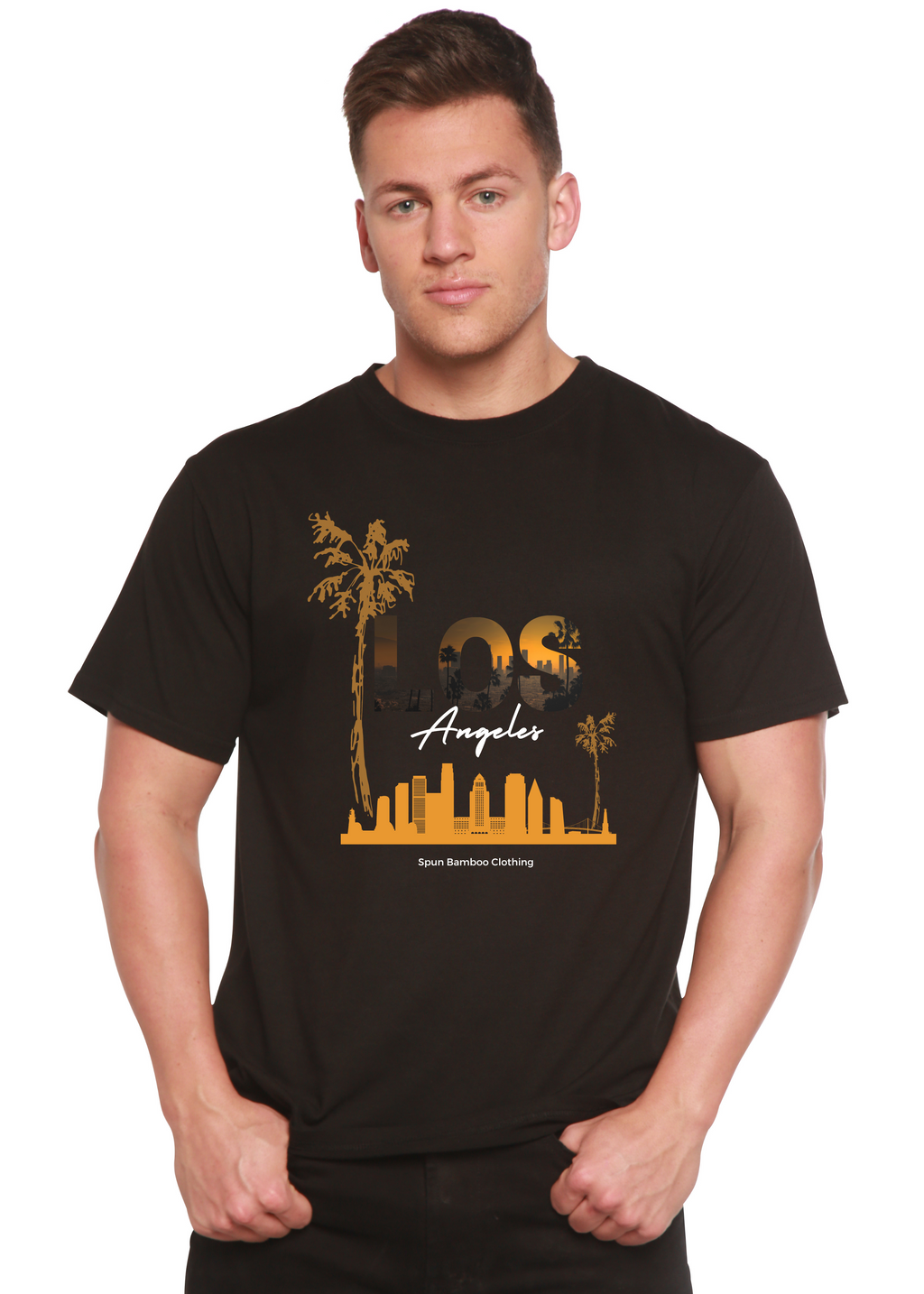 Camiseta gráfica de manga corta de viscosa de bambú/algodón orgánico unisex Los Angeles