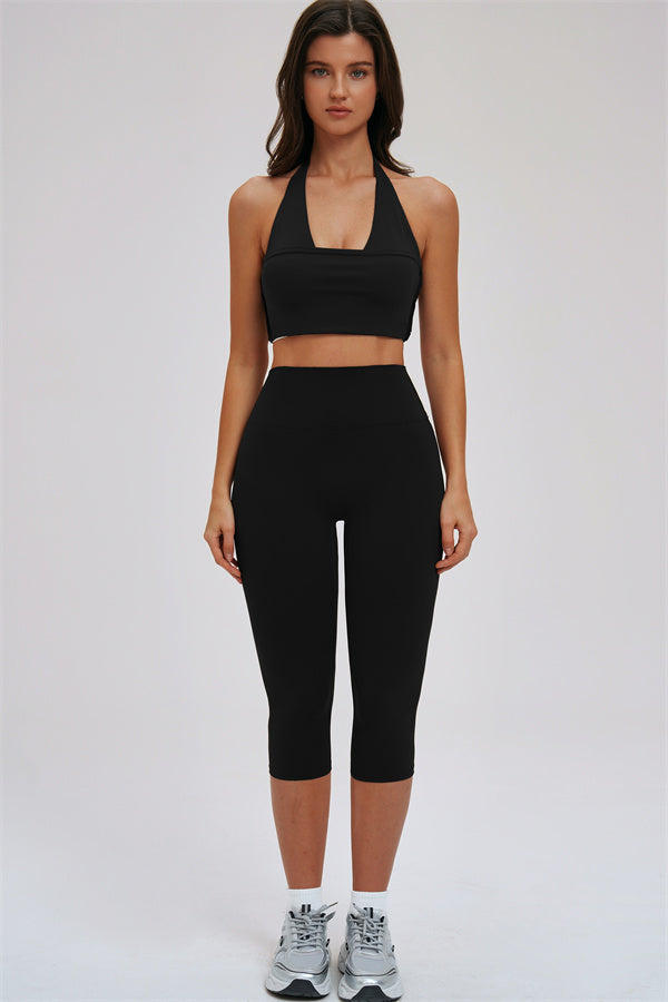 Conjunto de 2 piezas de top halter Twirl y leggings capri